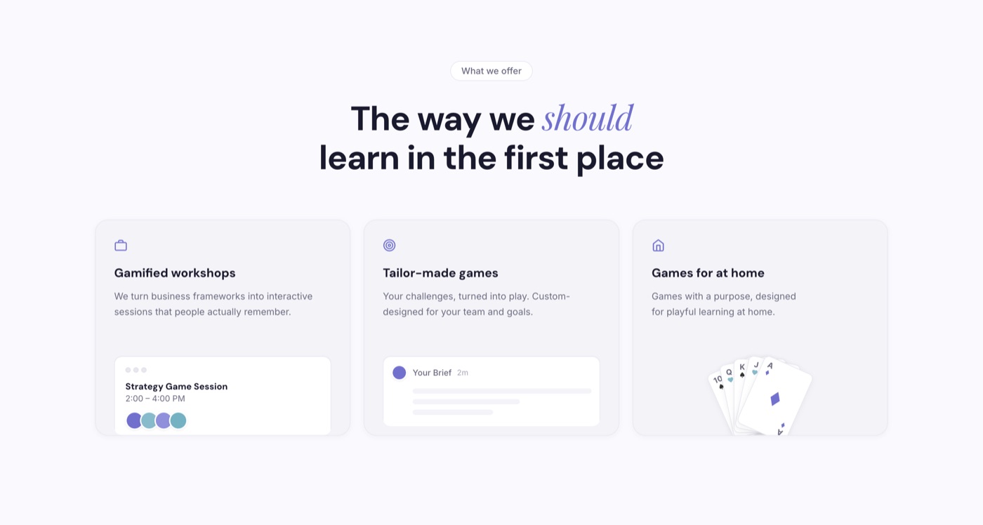 Sidequest landing page offers section